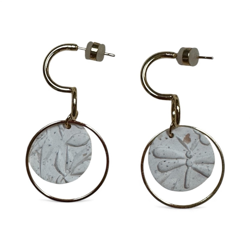 Elegant Gold and Gray Clay Earrings